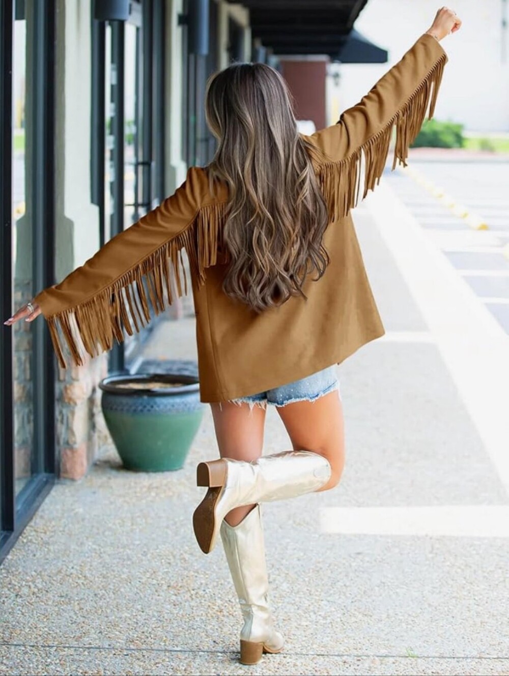 NWT Cicy Bell Fringe Suede Western Jacket in Camel_S - Picture 3 of 10